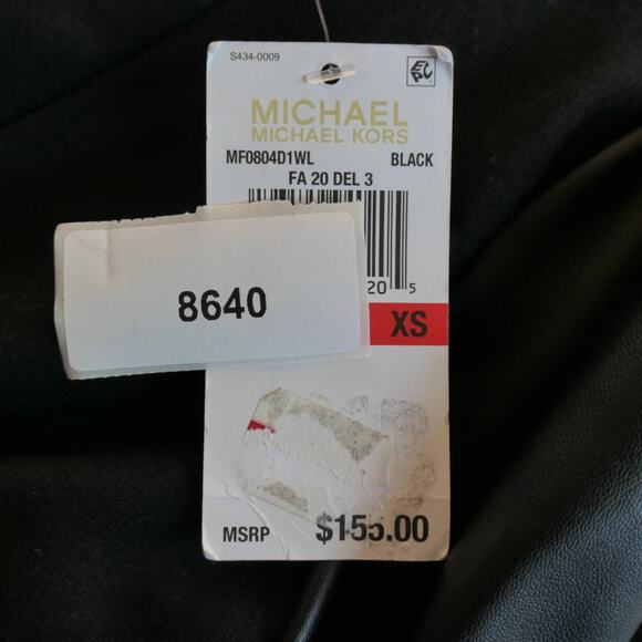 Michael Kors Jumpsuit Womens XS Black Wide Leg Leather Look Sleeves Pockets - Picture 8 of 14